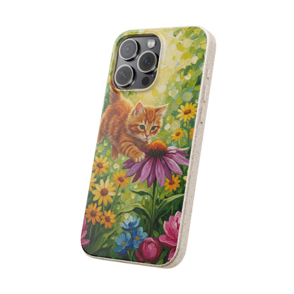 Kitten in a Sunlit Garden Biodegradable Phone Case