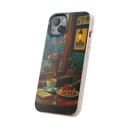 Cozy Moments: Rainy Day Café Biodegradable Cases