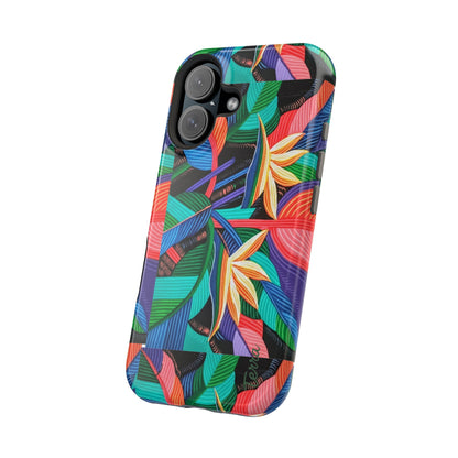Neon Bird-of-Paradise Jungle | Magnetic Impact-Resistant Case, MagSafe Compatible, Dual-Layer Protection