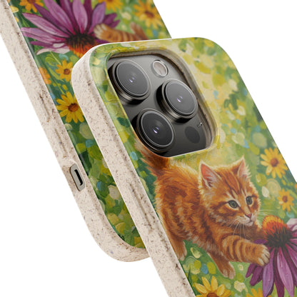 Kitten in a Sunlit Garden Biodegradable Phone Case
