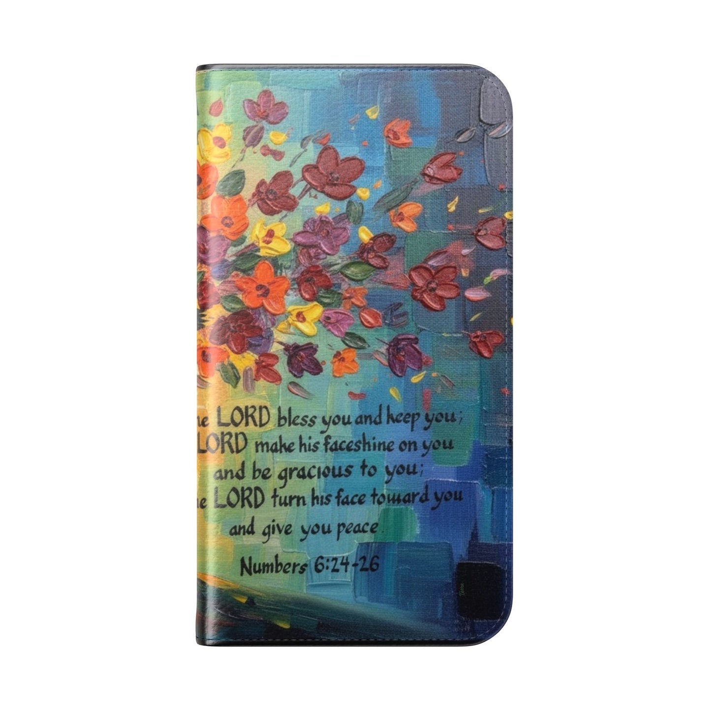 Inspirational Cross Scripture Flip Case – Christian Phone Wallet with Numbers 6:24–26, Faith Gift