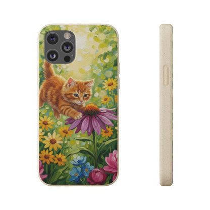 Kitten in a Sunlit Garden Biodegradable Phone Case