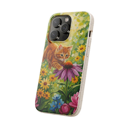 Kitten in a Sunlit Garden Biodegradable Phone Case