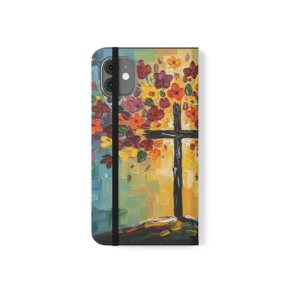 Inspirational Cross Scripture Flip Case – Christian Phone Wallet with Numbers 6:24–26, Faith Gift