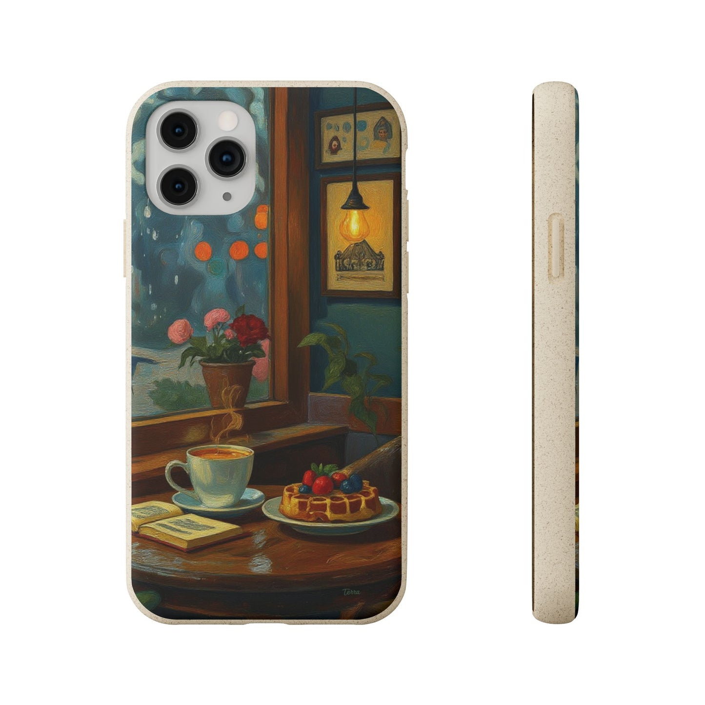 Cozy Moments: Rainy Day Café Biodegradable Cases