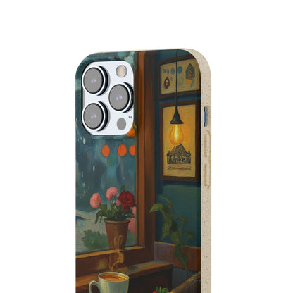 Cozy Moments: Rainy Day Café Biodegradable Cases