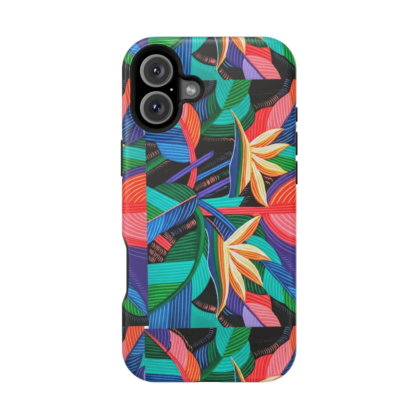 Neon Bird-of-Paradise Jungle | Magnetic Impact-Resistant Case, MagSafe Compatible, Dual-Layer Protection