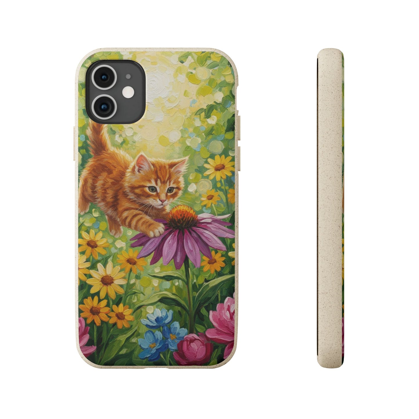 Kitten in a Sunlit Garden Biodegradable Phone Case