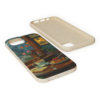 Cozy Moments: Rainy Day Café Biodegradable Cases