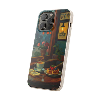 Cozy Moments: Rainy Day Café Biodegradable Cases