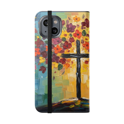 Inspirational Cross Scripture Flip Case – Christian Phone Wallet with Numbers 6:24–26, Faith Gift