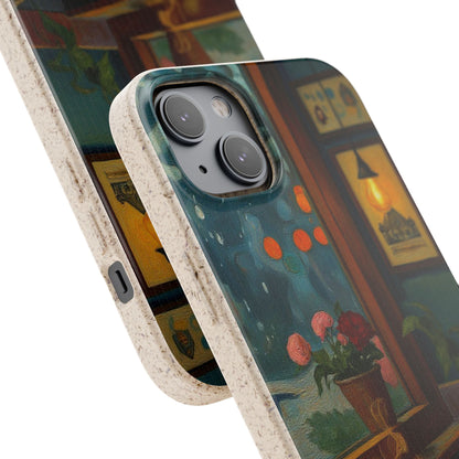 Cozy Moments: Rainy Day Café Biodegradable Cases