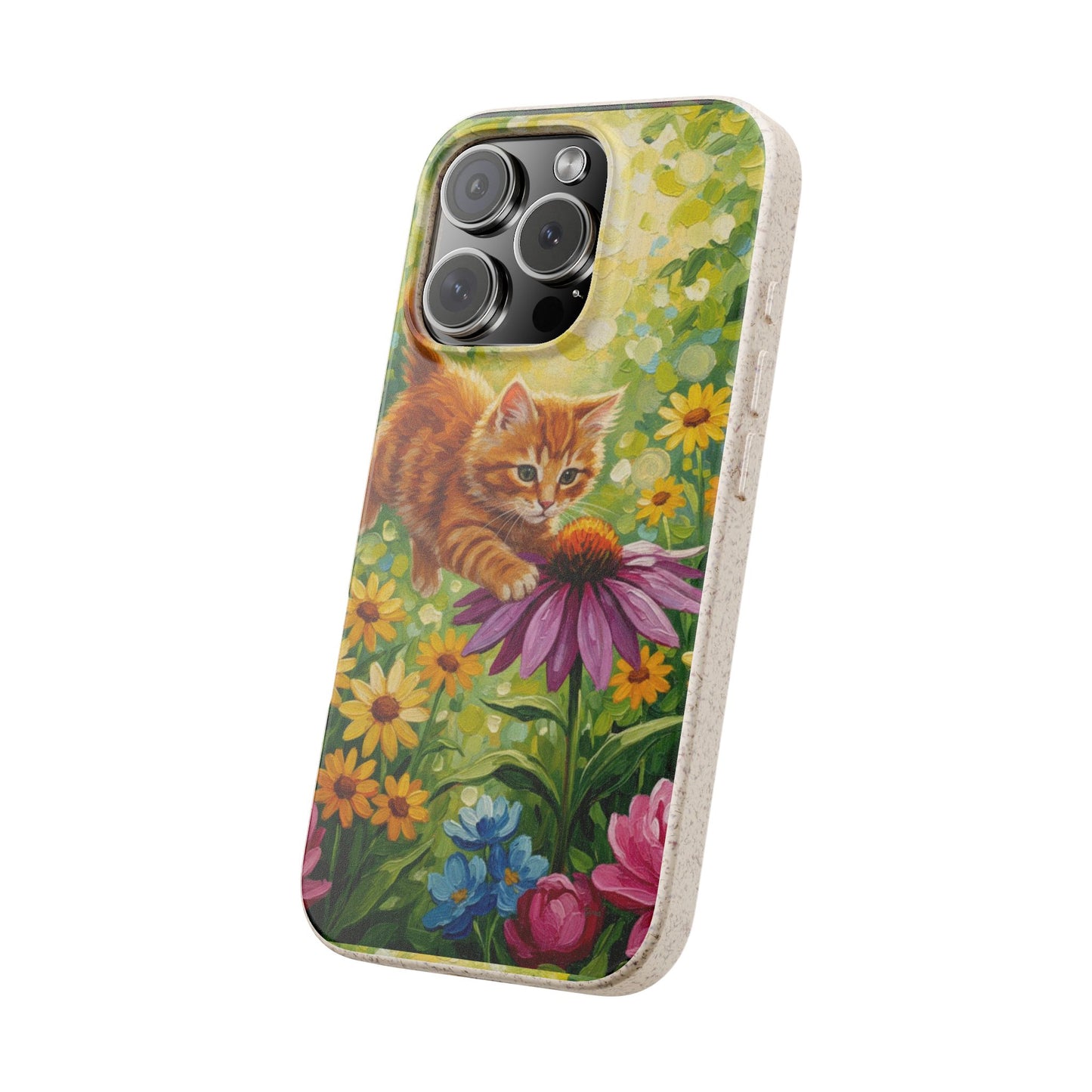 Kitten in a Sunlit Garden Biodegradable Phone Case