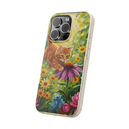 Kitten in a Sunlit Garden Biodegradable Phone Case