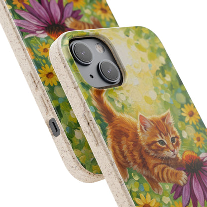 Kitten in a Sunlit Garden Biodegradable Phone Case