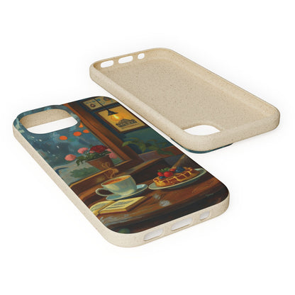 Cozy Moments: Rainy Day Café Biodegradable Cases