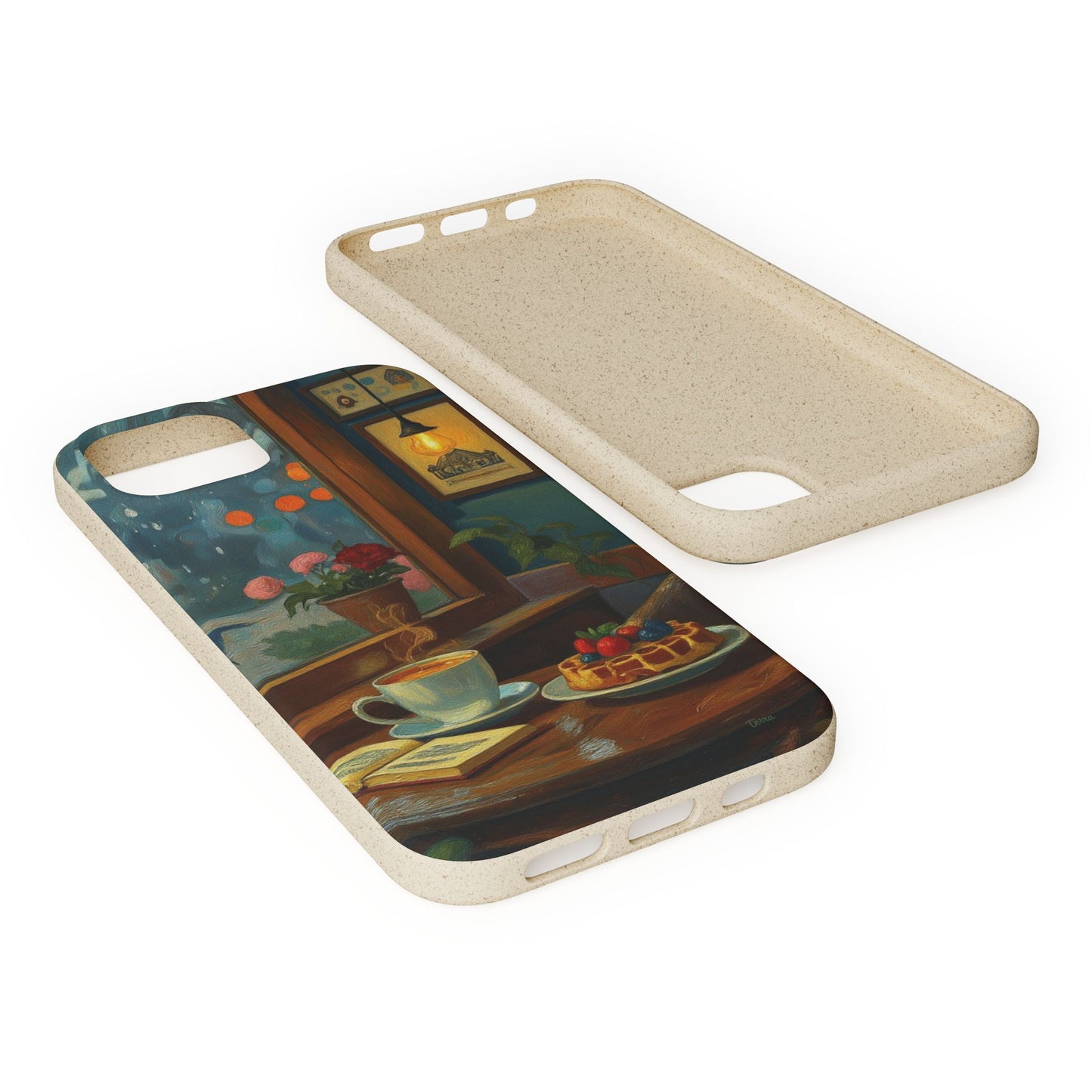 Cozy Moments: Rainy Day Café Biodegradable Cases