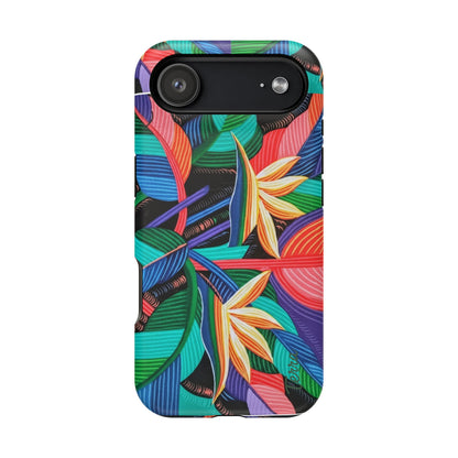 Neon Bird-of-Paradise Jungle | Magnetic Impact-Resistant Case, MagSafe Compatible, Dual-Layer Protection