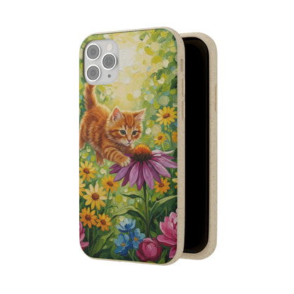 Kitten in a Sunlit Garden Biodegradable Phone Case