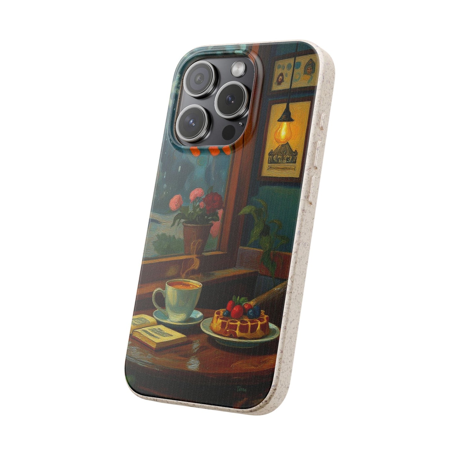 Cozy Moments: Rainy Day Café Biodegradable Cases