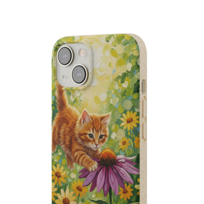 Kitten in a Sunlit Garden Biodegradable Phone Case