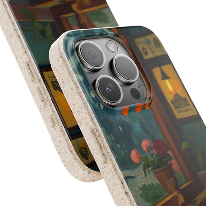 Cozy Moments: Rainy Day Café Biodegradable Cases