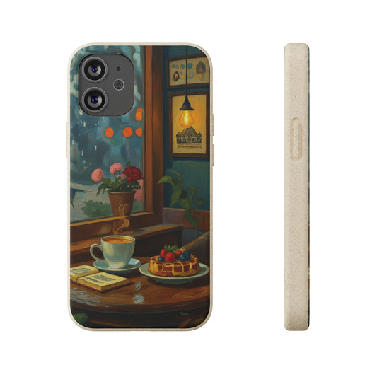 Cozy Moments: Rainy Day Café Biodegradable Cases