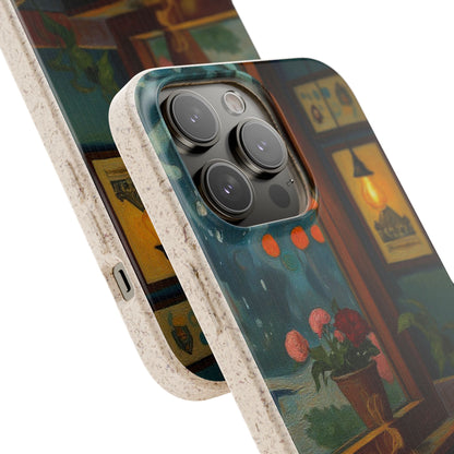 Cozy Moments: Rainy Day Café Biodegradable Cases