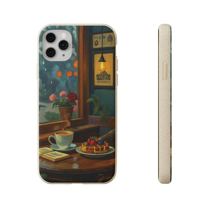 Cozy Moments: Rainy Day Café Biodegradable Cases