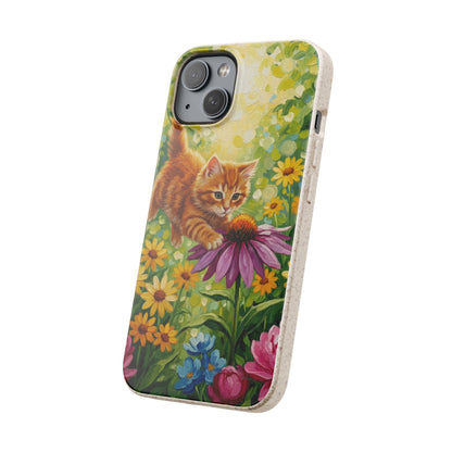 Kitten in a Sunlit Garden Biodegradable Phone Case
