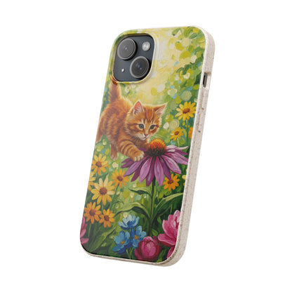 Kitten in a Sunlit Garden Biodegradable Phone Case