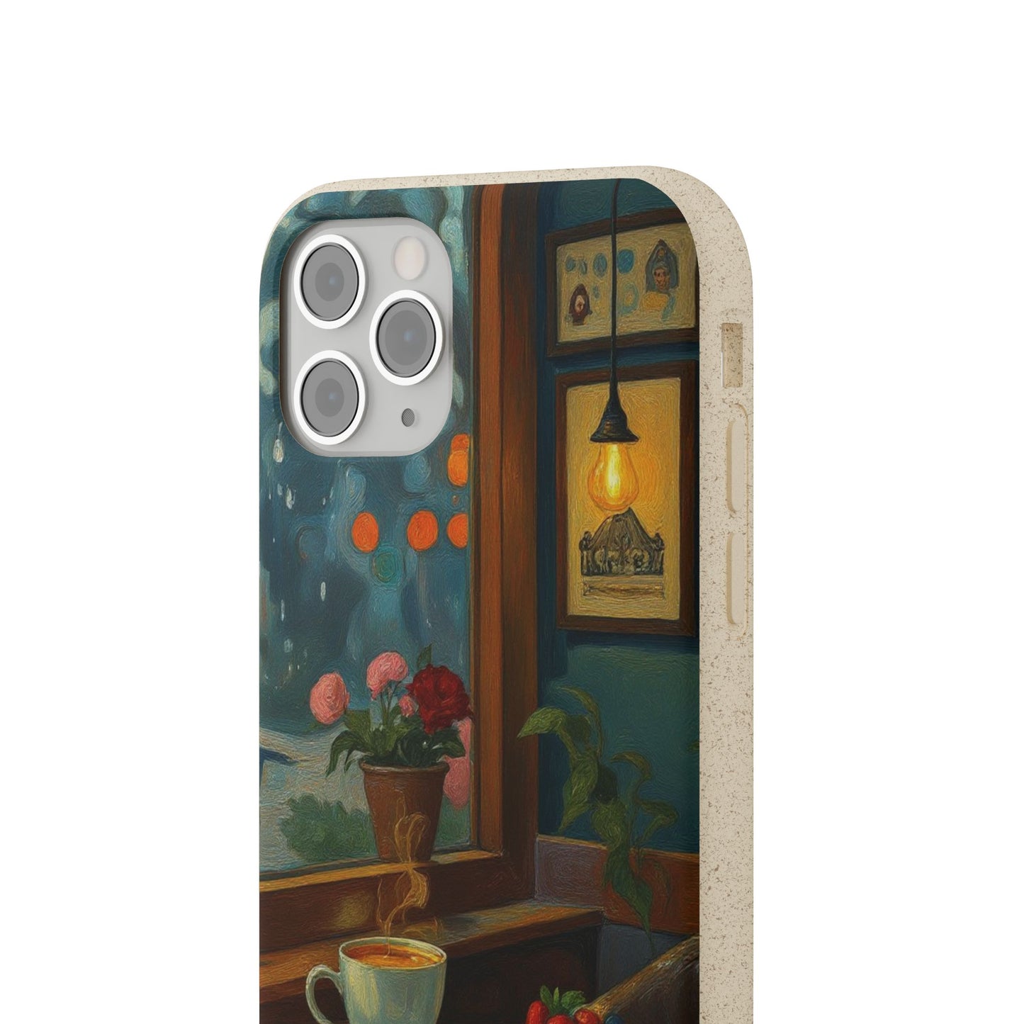 Cozy Moments: Rainy Day Café Biodegradable Cases