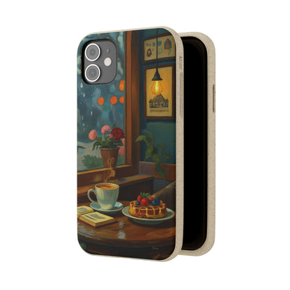 Cozy Moments: Rainy Day Café Biodegradable Cases