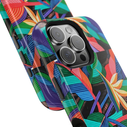 Neon Bird-of-Paradise Jungle | Magnetic Impact-Resistant Case, MagSafe Compatible, Dual-Layer Protection