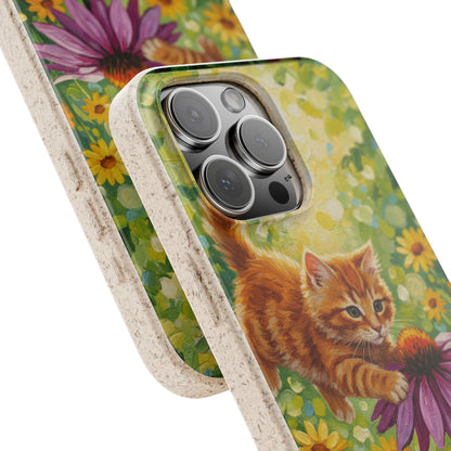 Kitten in a Sunlit Garden Biodegradable Phone Case
