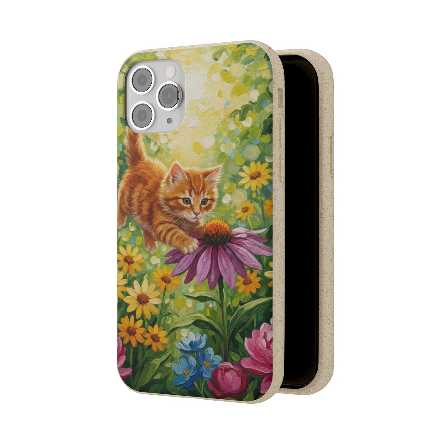 Kitten in a Sunlit Garden Biodegradable Phone Case