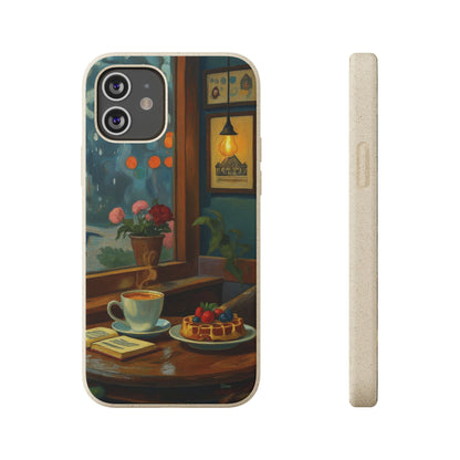 Cozy Moments: Rainy Day Café Biodegradable Cases
