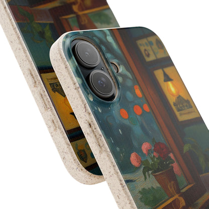 Cozy Moments: Rainy Day Café Biodegradable Cases