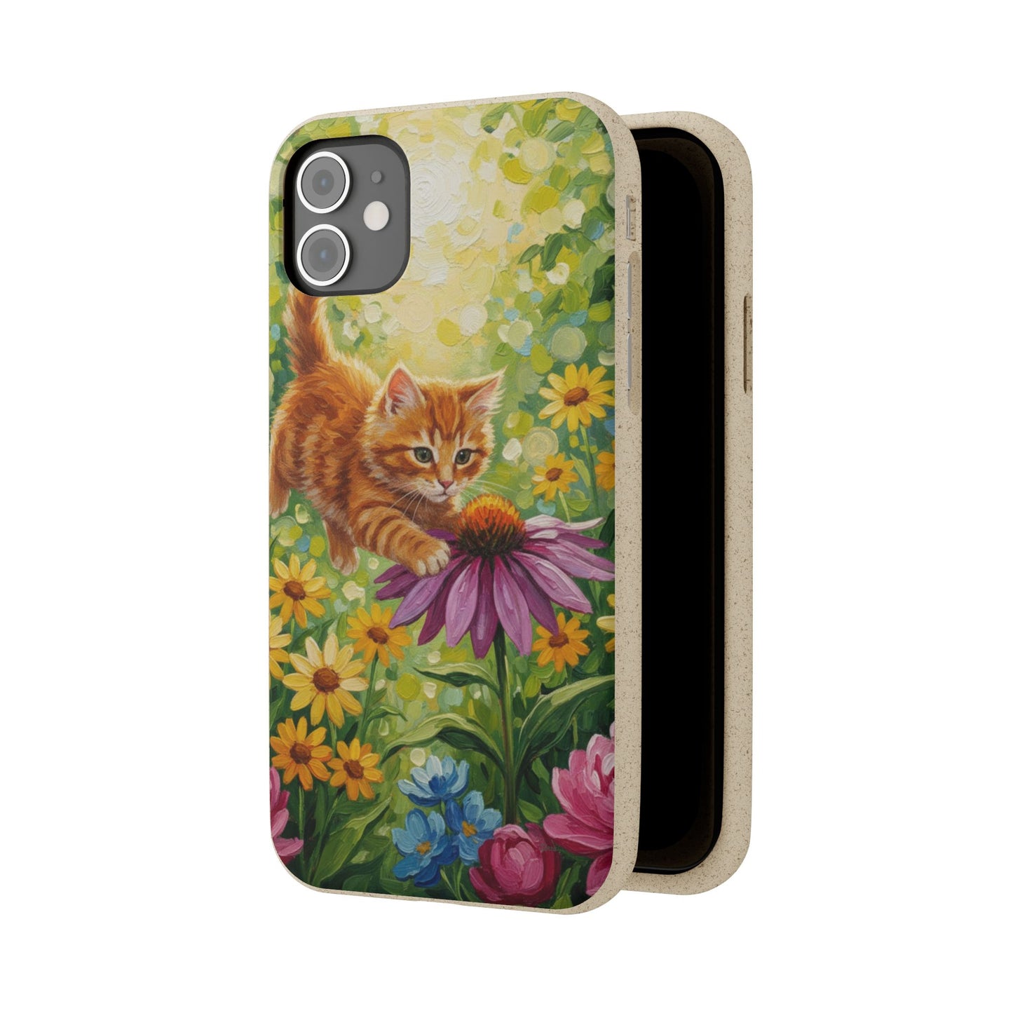 Kitten in a Sunlit Garden Biodegradable Phone Case