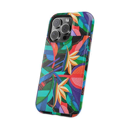 Neon Bird-of-Paradise Jungle | Magnetic Impact-Resistant Case, MagSafe Compatible, Dual-Layer Protection