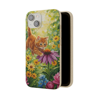 Kitten in a Sunlit Garden Biodegradable Phone Case