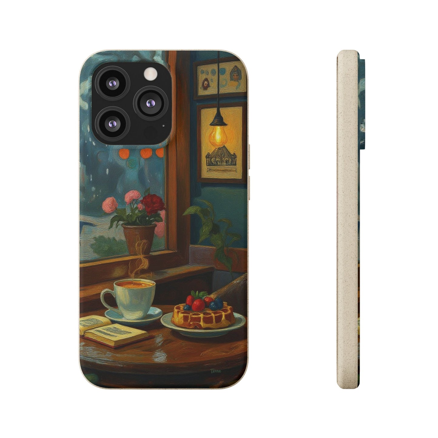 Cozy Moments: Rainy Day Café Biodegradable Cases