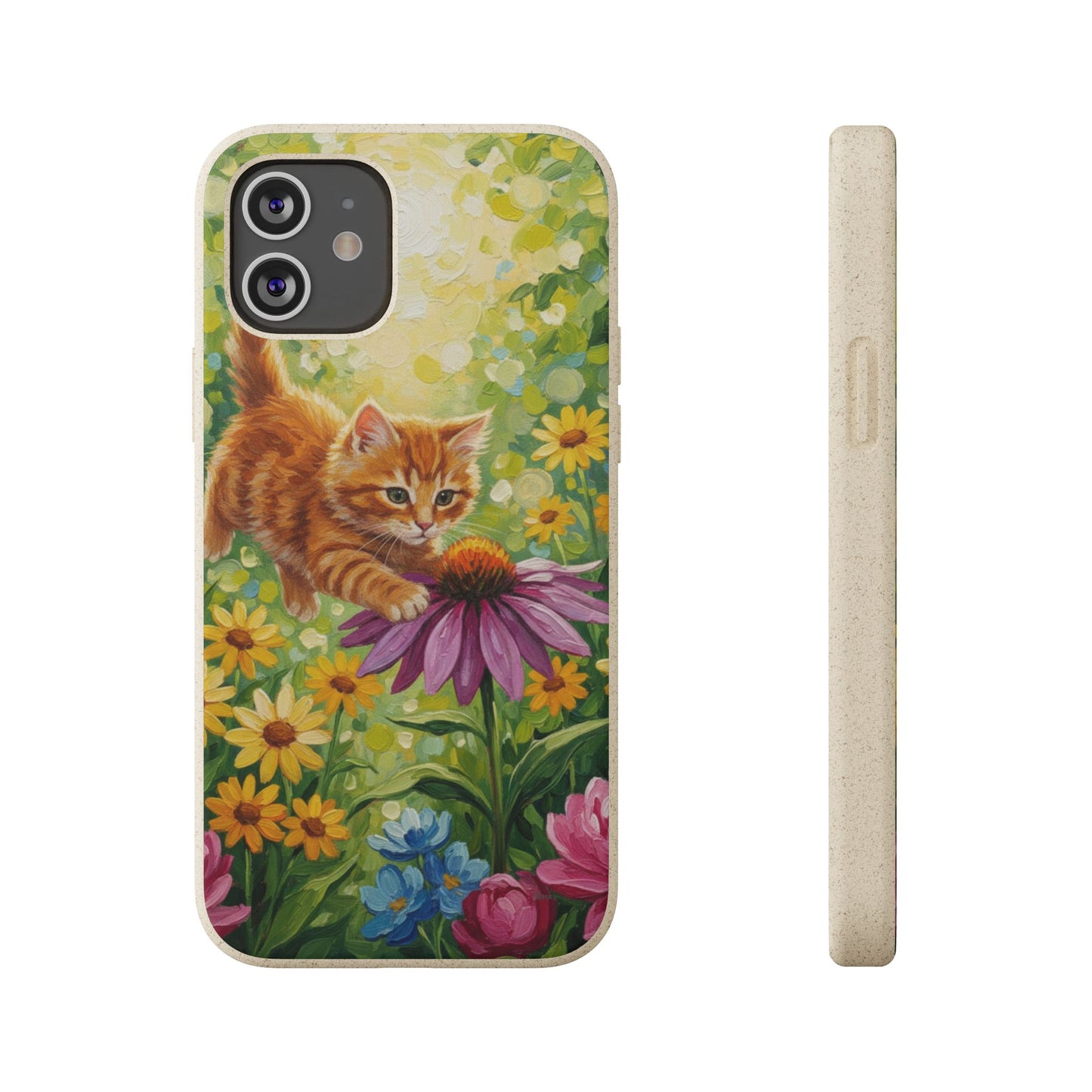 Kitten in a Sunlit Garden Biodegradable Phone Case