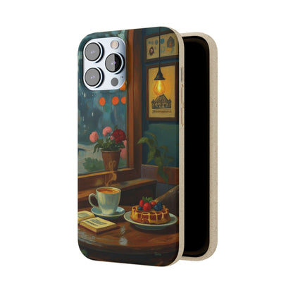 Cozy Moments: Rainy Day Café Biodegradable Cases