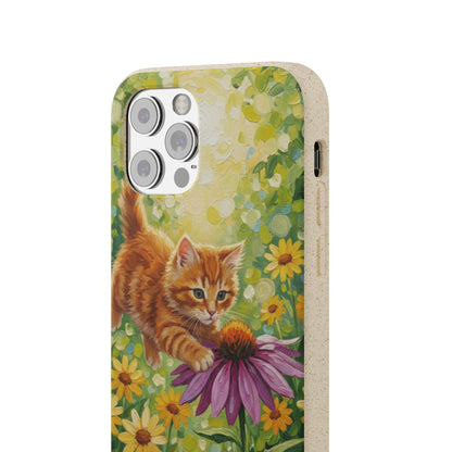 Kitten in a Sunlit Garden Biodegradable Phone Case