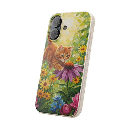Kitten in a Sunlit Garden Biodegradable Phone Case