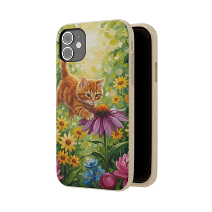 Kitten in a Sunlit Garden Biodegradable Phone Case