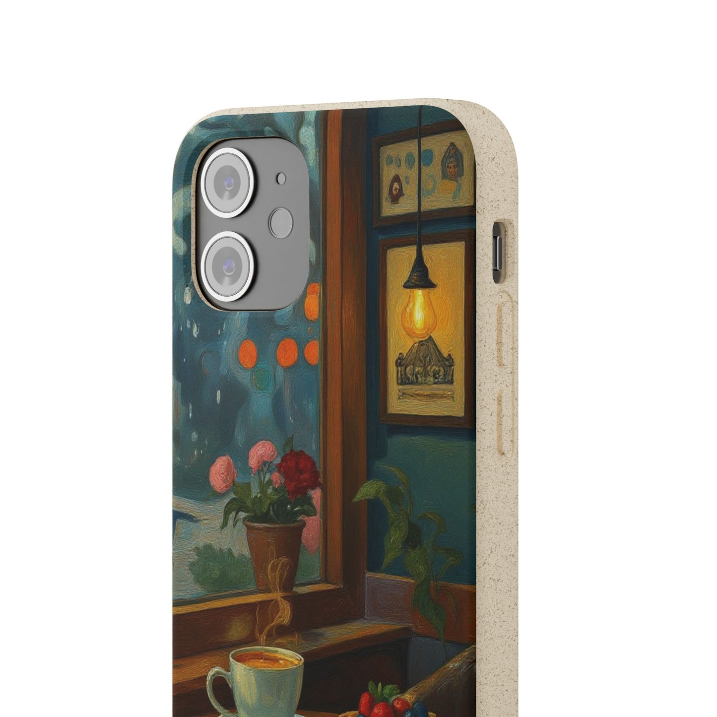 Cozy Moments: Rainy Day Café Biodegradable Cases