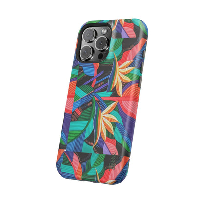 Neon Bird-of-Paradise Jungle | Magnetic Impact-Resistant Case, MagSafe Compatible, Dual-Layer Protection