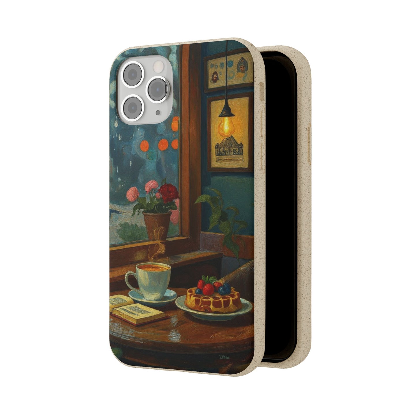 Cozy Moments: Rainy Day Café Biodegradable Cases